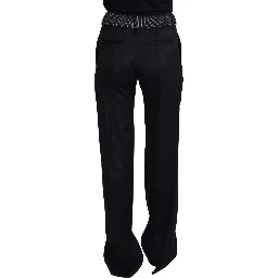 Black Straight Fit Cotton Pants