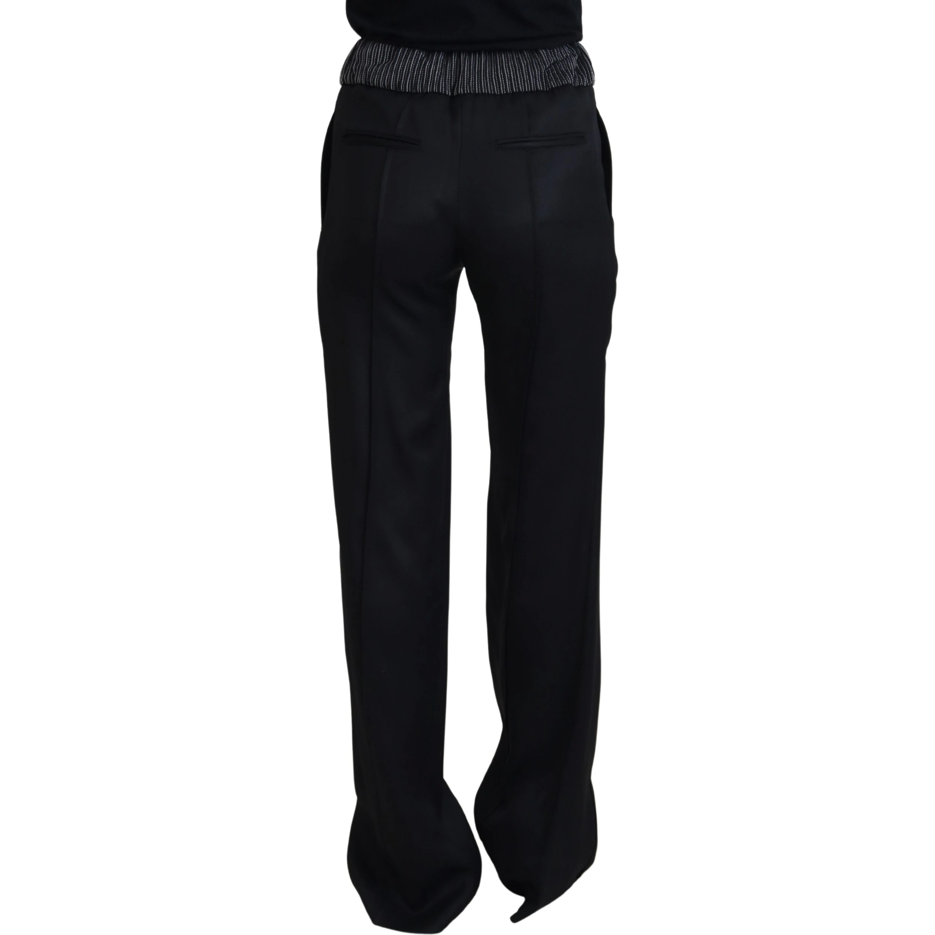 Black Straight Fit Cotton Pants