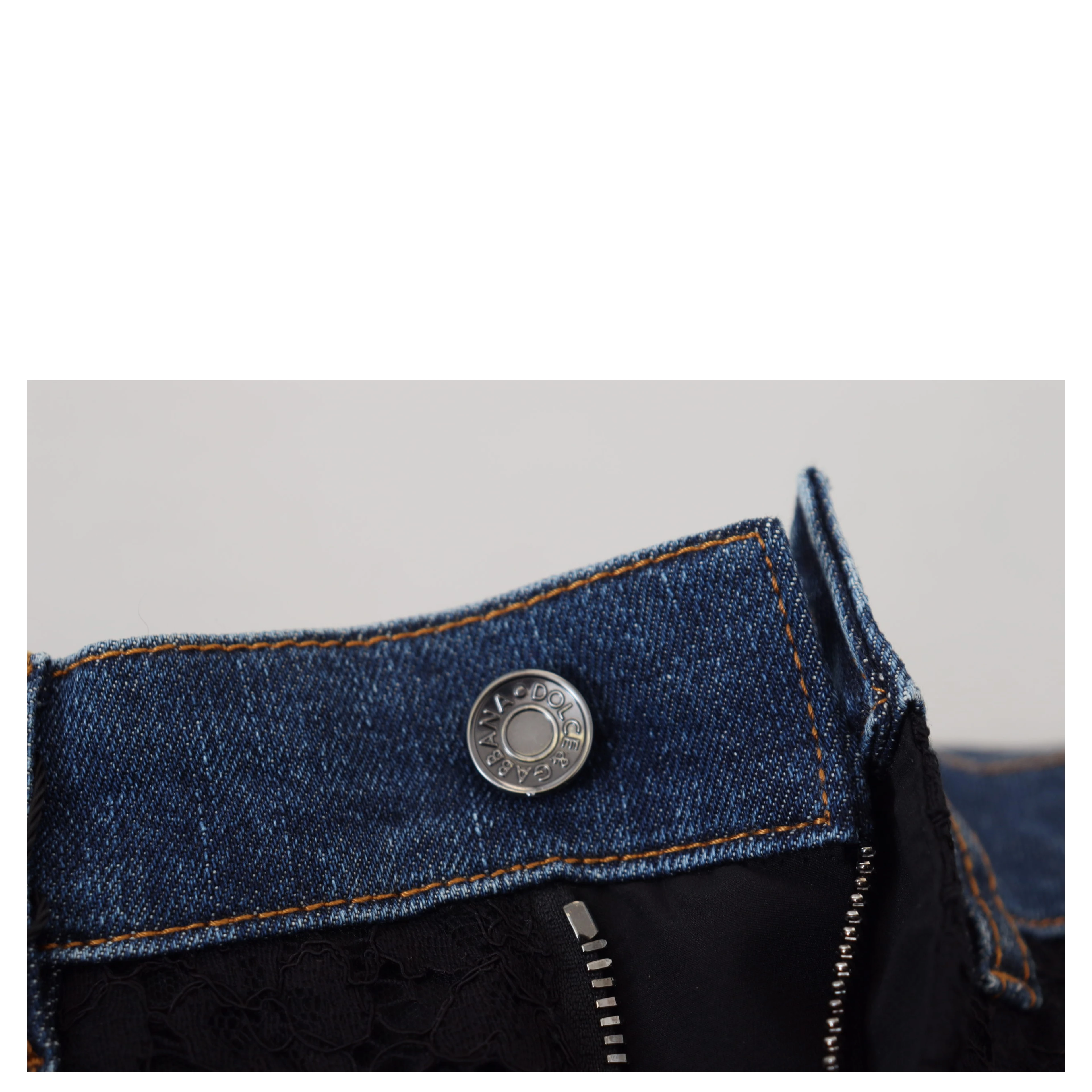 Black Floral Lace Front Skinny Denim Jeans