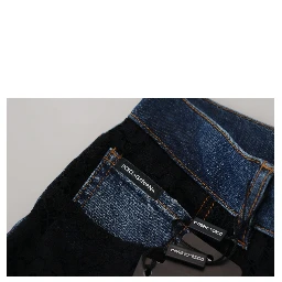 Black Floral Lace Front Skinny Denim Jeans
