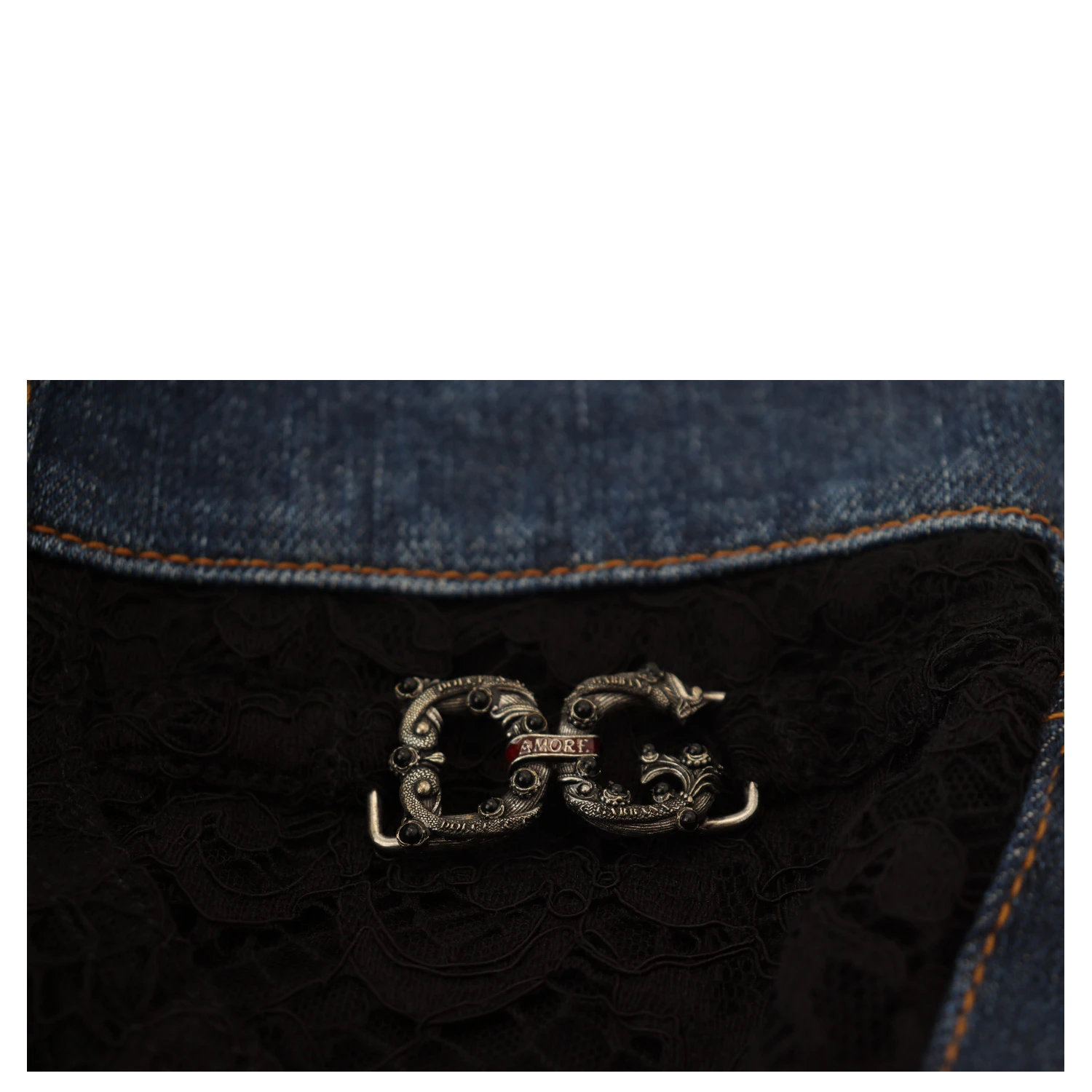 Black Floral Lace Front Skinny Denim Jeans