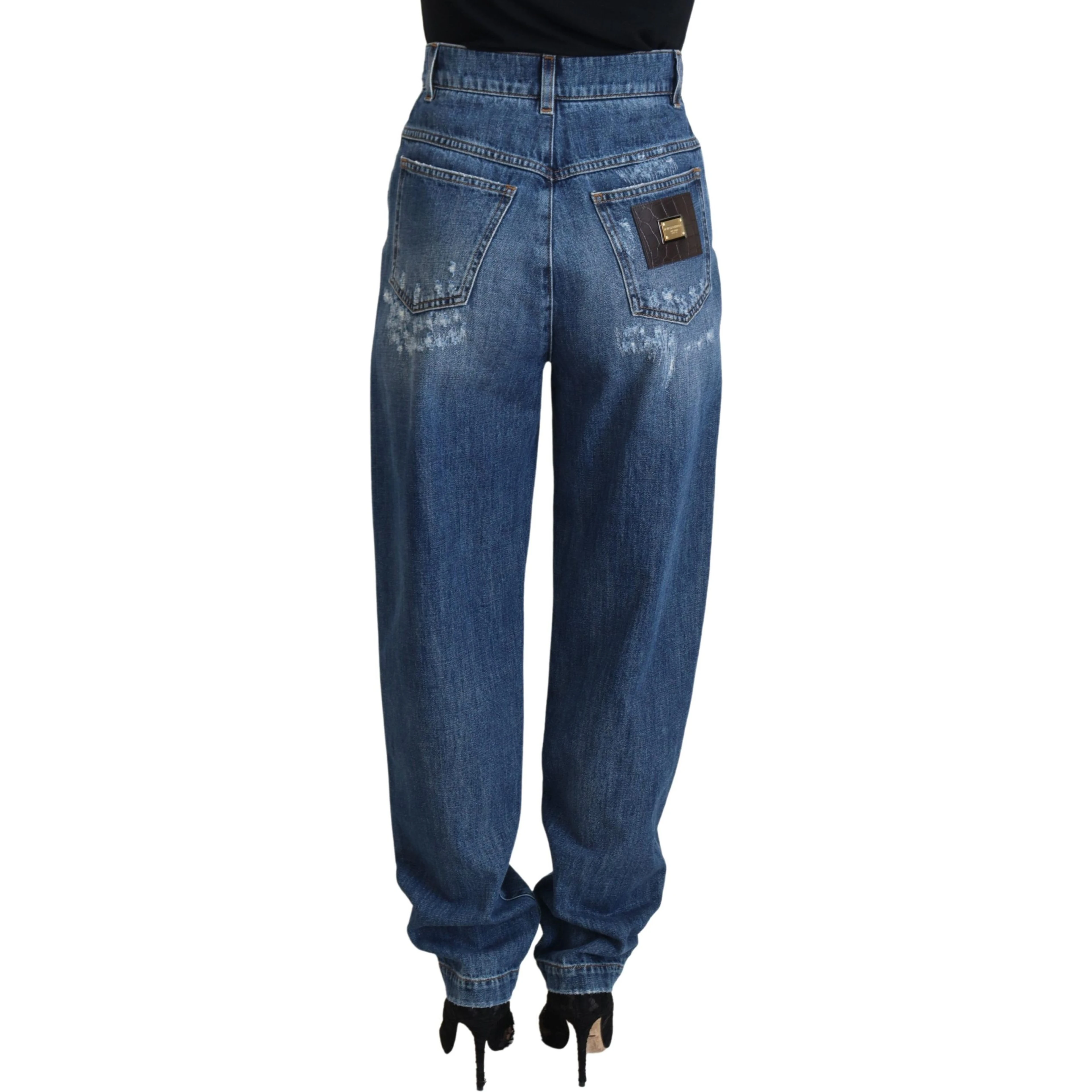 Blue Washed Cotton Tattered Denim Jeans