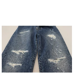 Blue Washed Cotton Tattered Denim Jeans