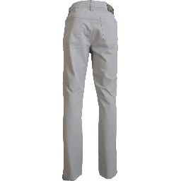 Gray Cotton Tapered Men Casual Pants