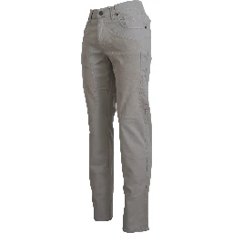 Gray Cotton Tapered Men Casual Pants