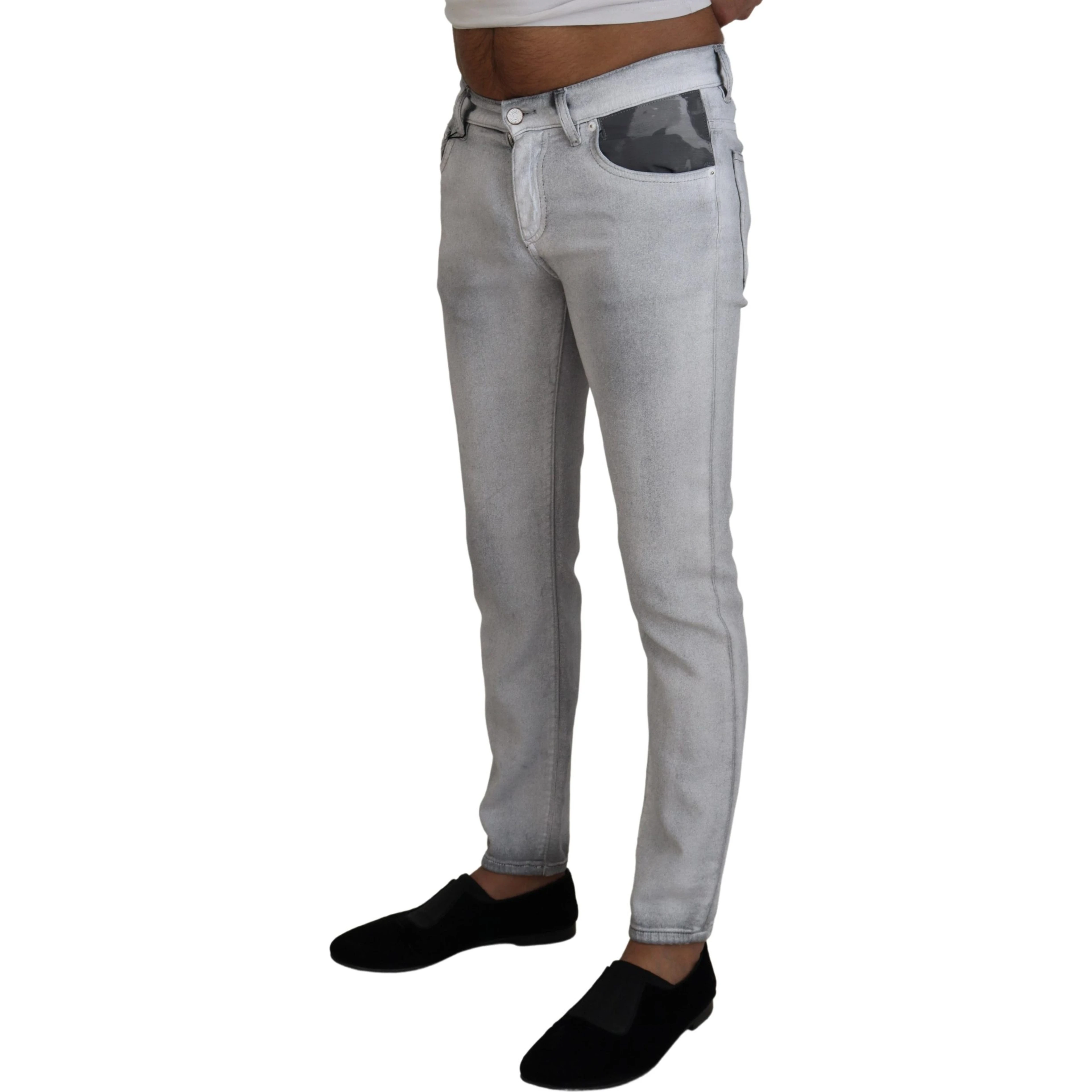 Gray Washed Skinny Men Denim Jeans