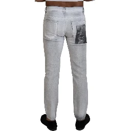 Gray Washed Skinny Men Denim Jeans