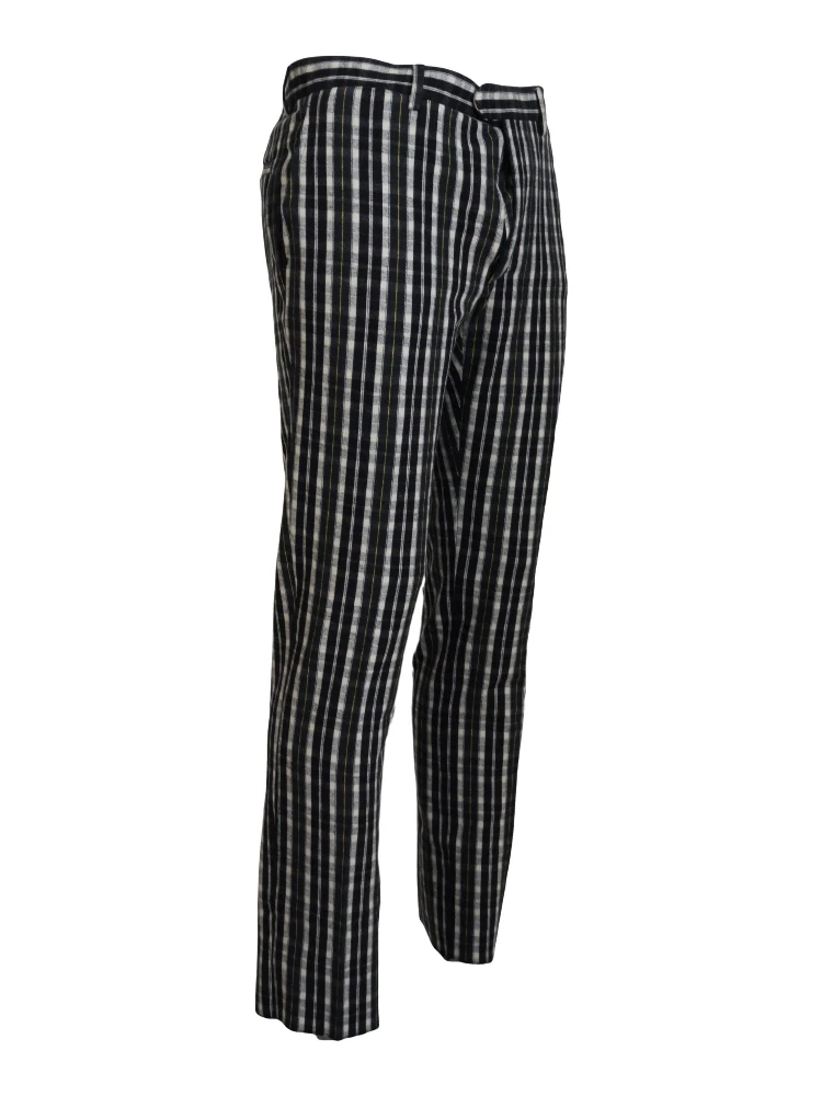 Black Checkered Cotton Casual Pants alternative