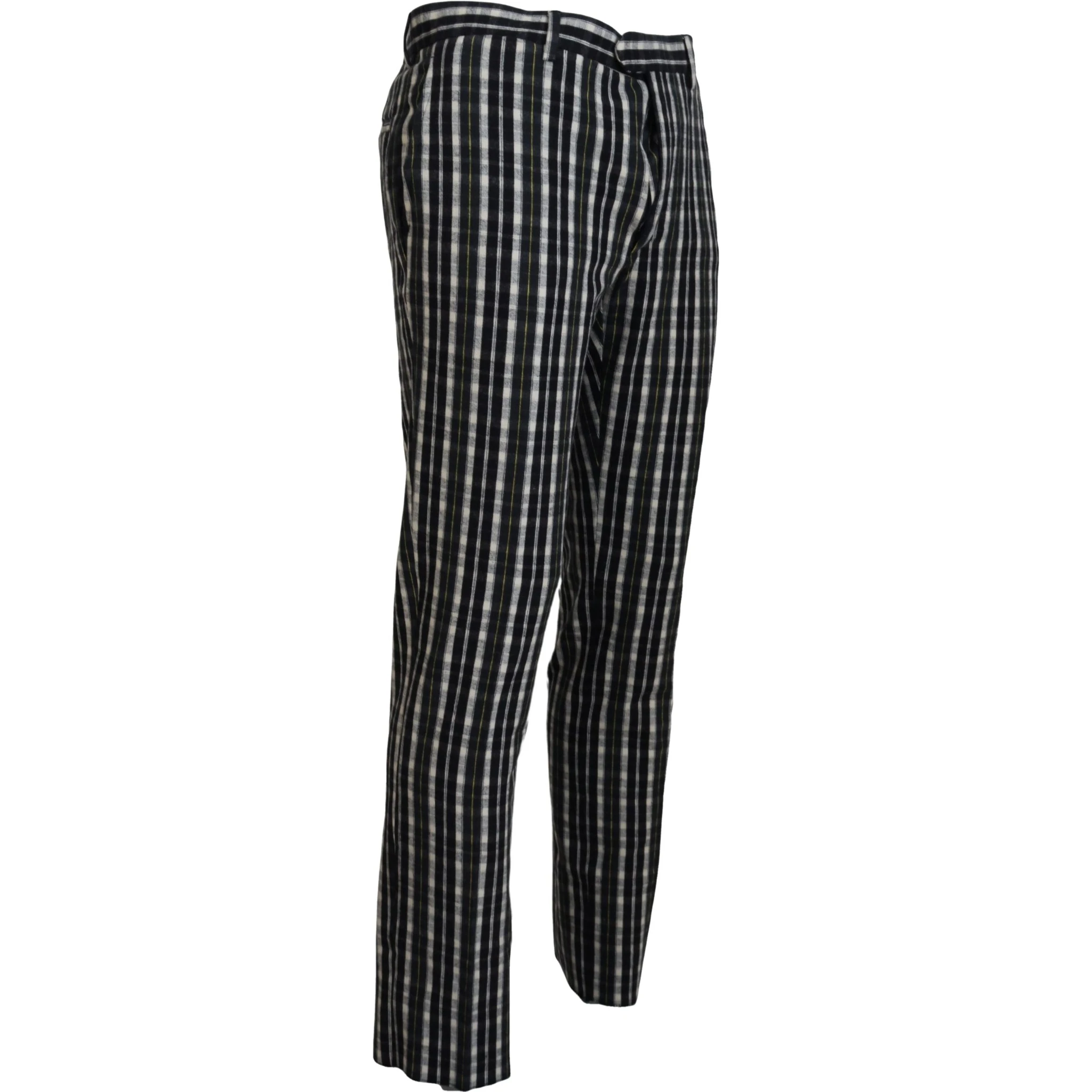 Black Checkered Cotton Casual Pants