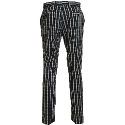 Black Checkered Cotton Casual Pants