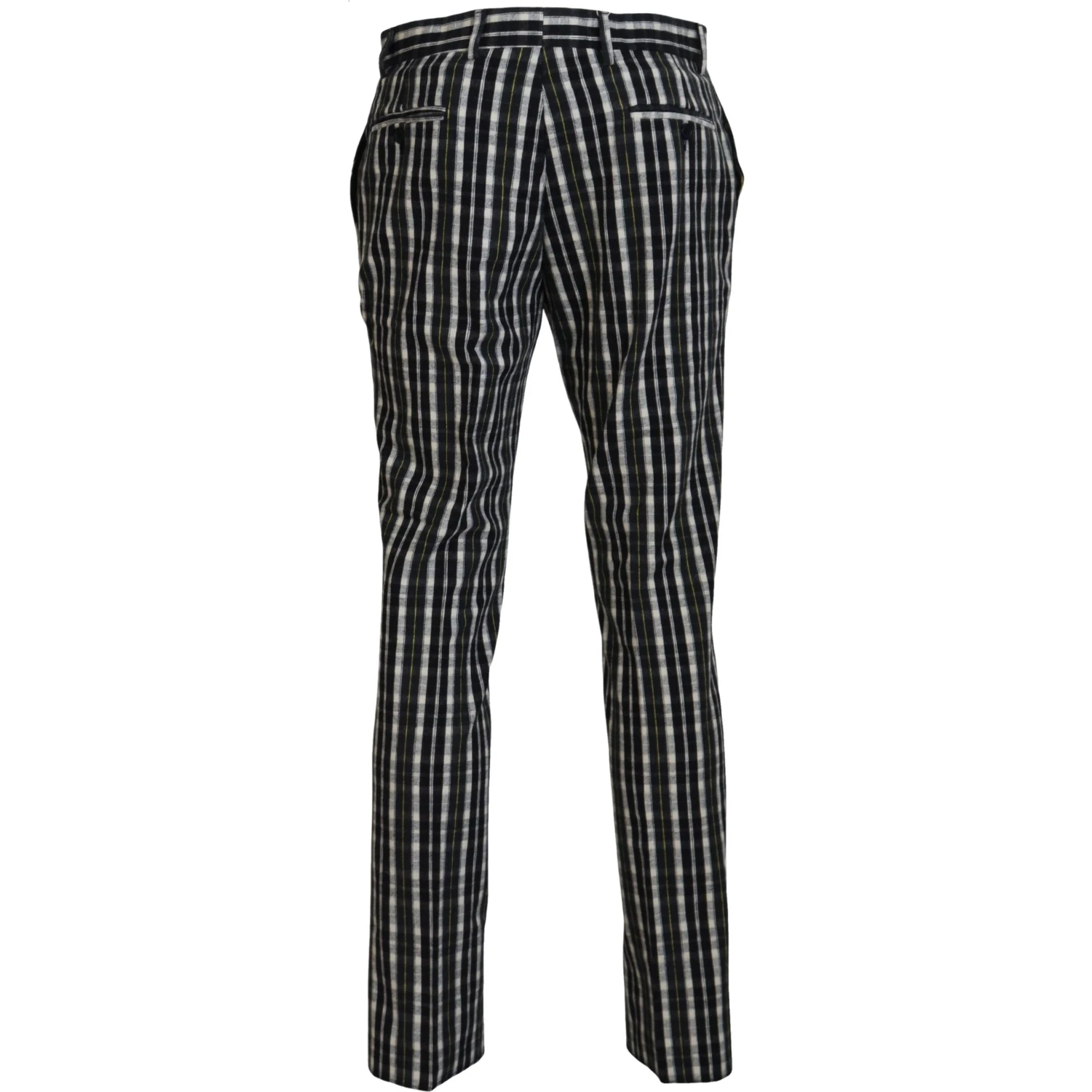 Black Checkered Cotton Casual Pants