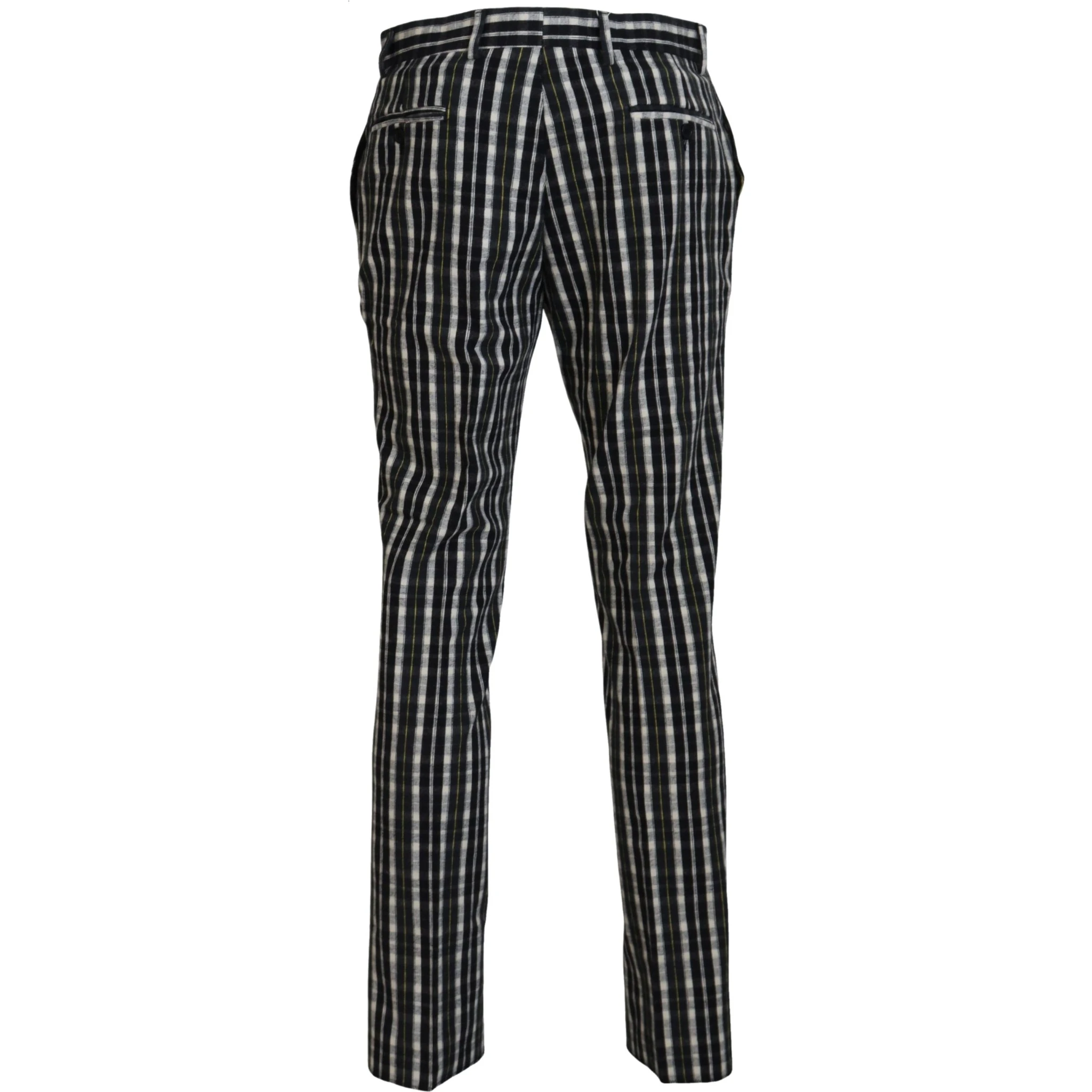 Black Checkered Cotton Casual Pants