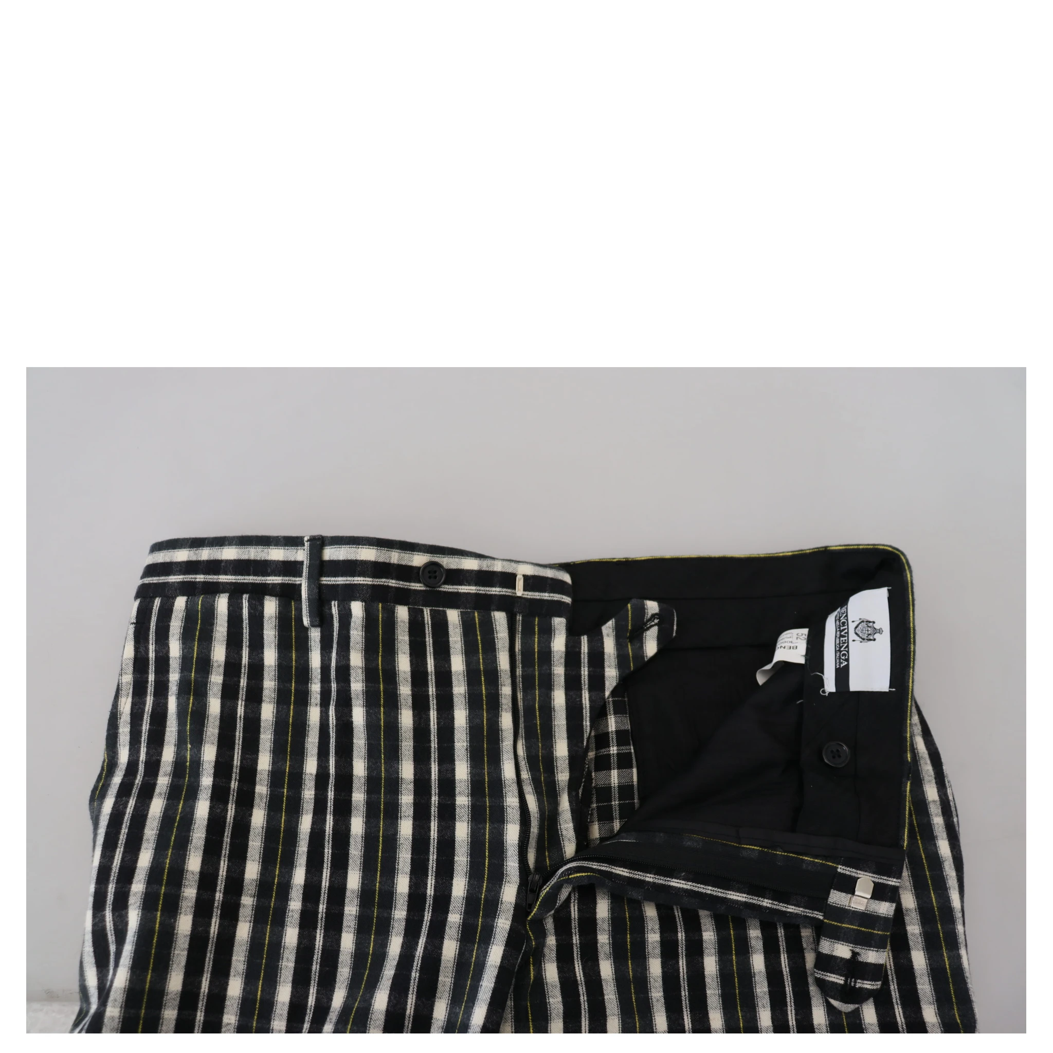 Black Checkered Cotton Casual Pants