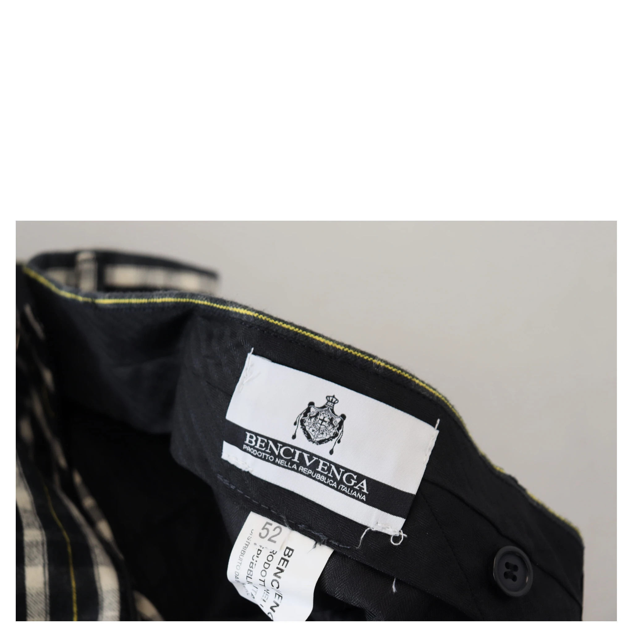 Black Checkered Cotton Casual Pants