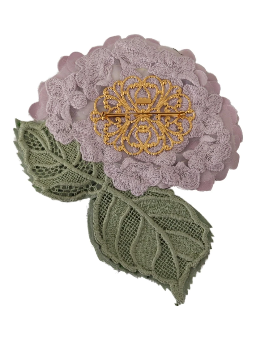 Purple Floral Gold Tone Brass Women Brooch