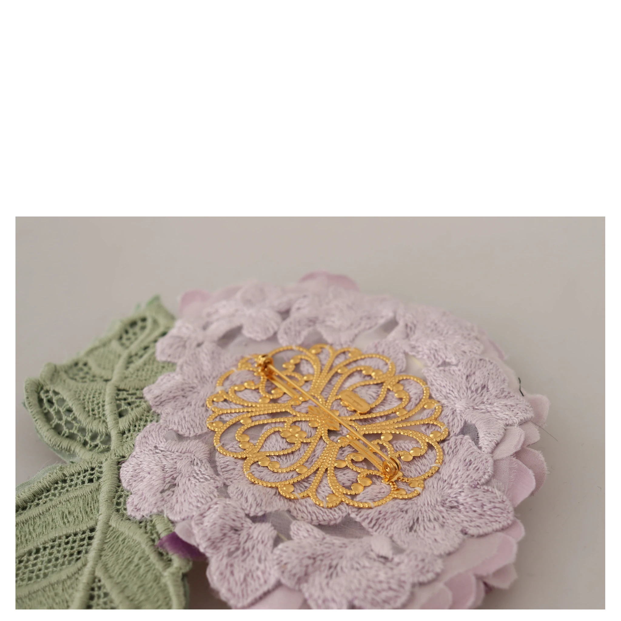 Purple Floral Gold Tone Brass Women Brooch