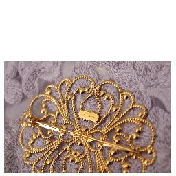 Purple Floral Gold Tone Brass Women Brooch