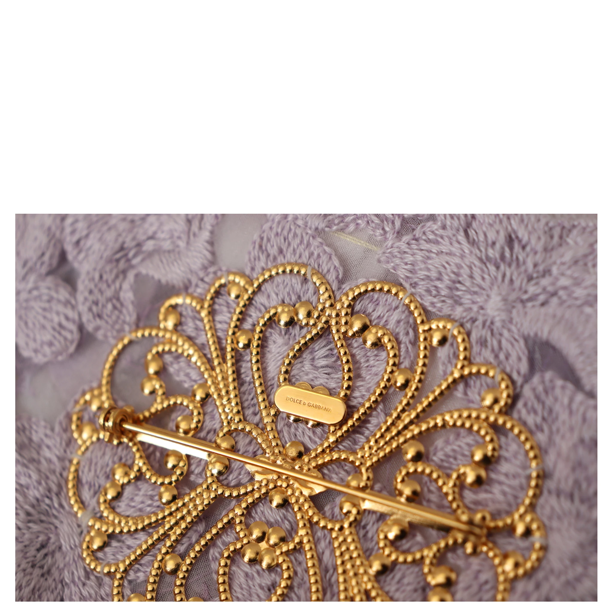 Purple Floral Gold Tone Brass Women Brooch