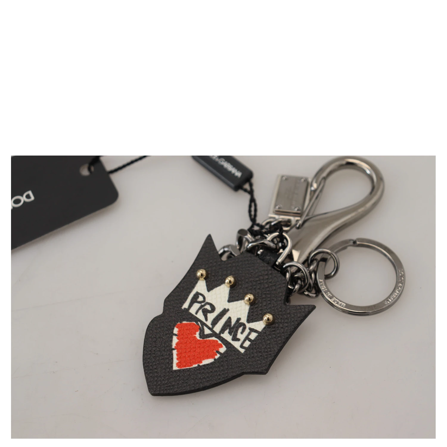 Black Prince Studs Logo Silver Brass Keychain