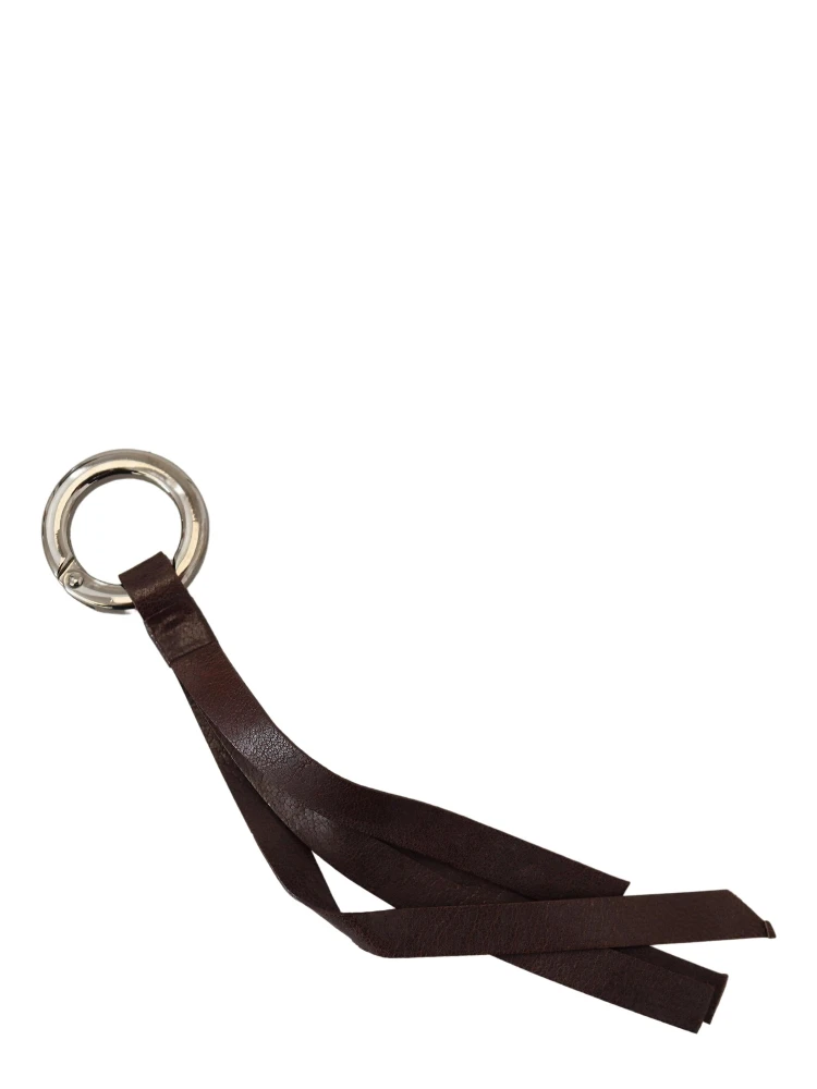 Brown Leather Silver Tone Metal Keyring Keychain alternative