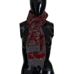 Red Grey Knitted Wrap Warmer Womens Shawl Scarf