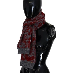 Red Grey Knitted Wrap Warmer Womens Shawl Scarf