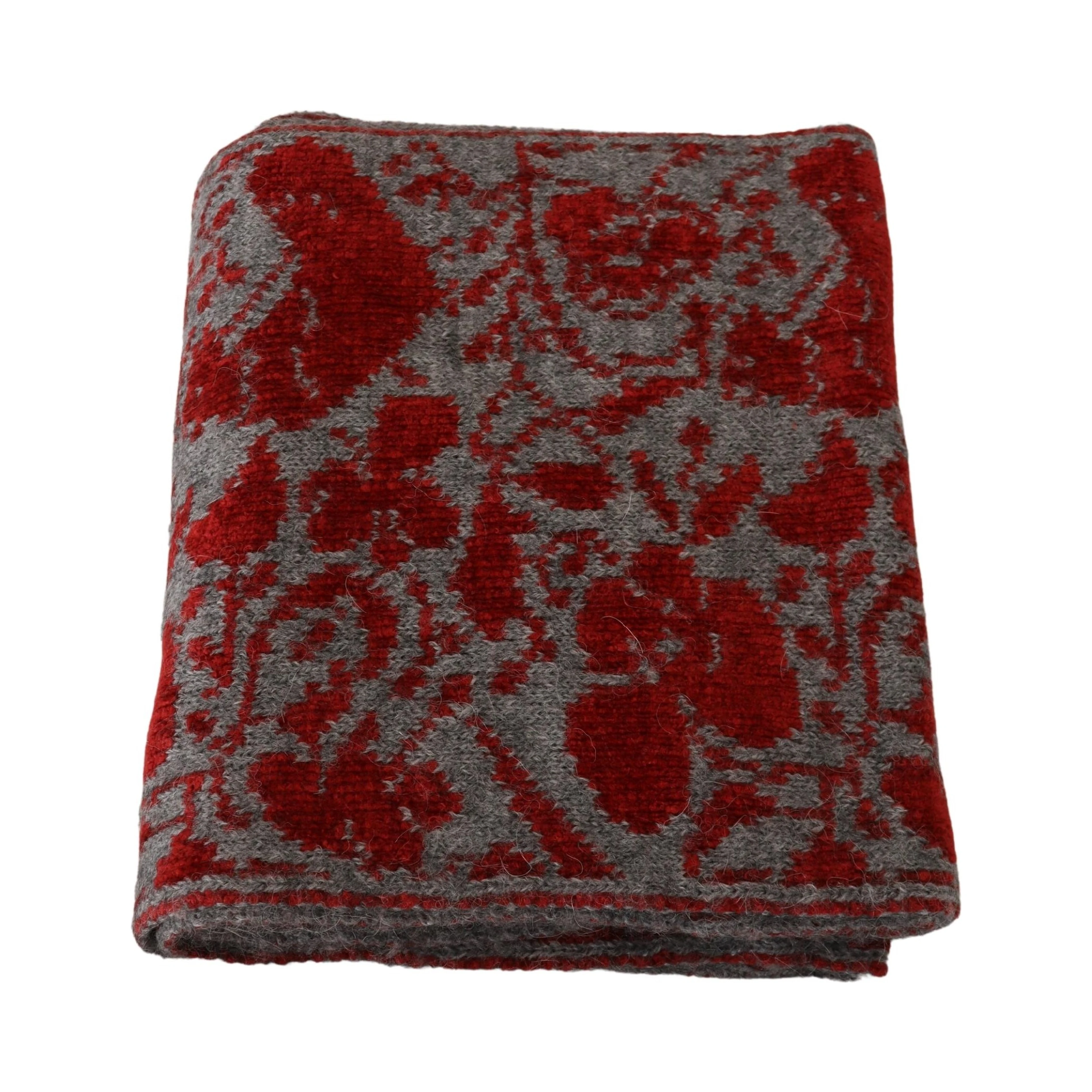 Red Grey Knitted Wrap Warmer Womens Shawl Scarf