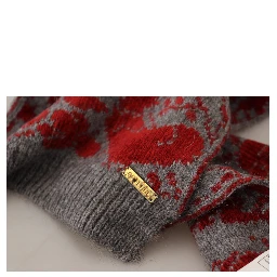 Red Grey Knitted Wrap Warmer Womens Shawl Scarf