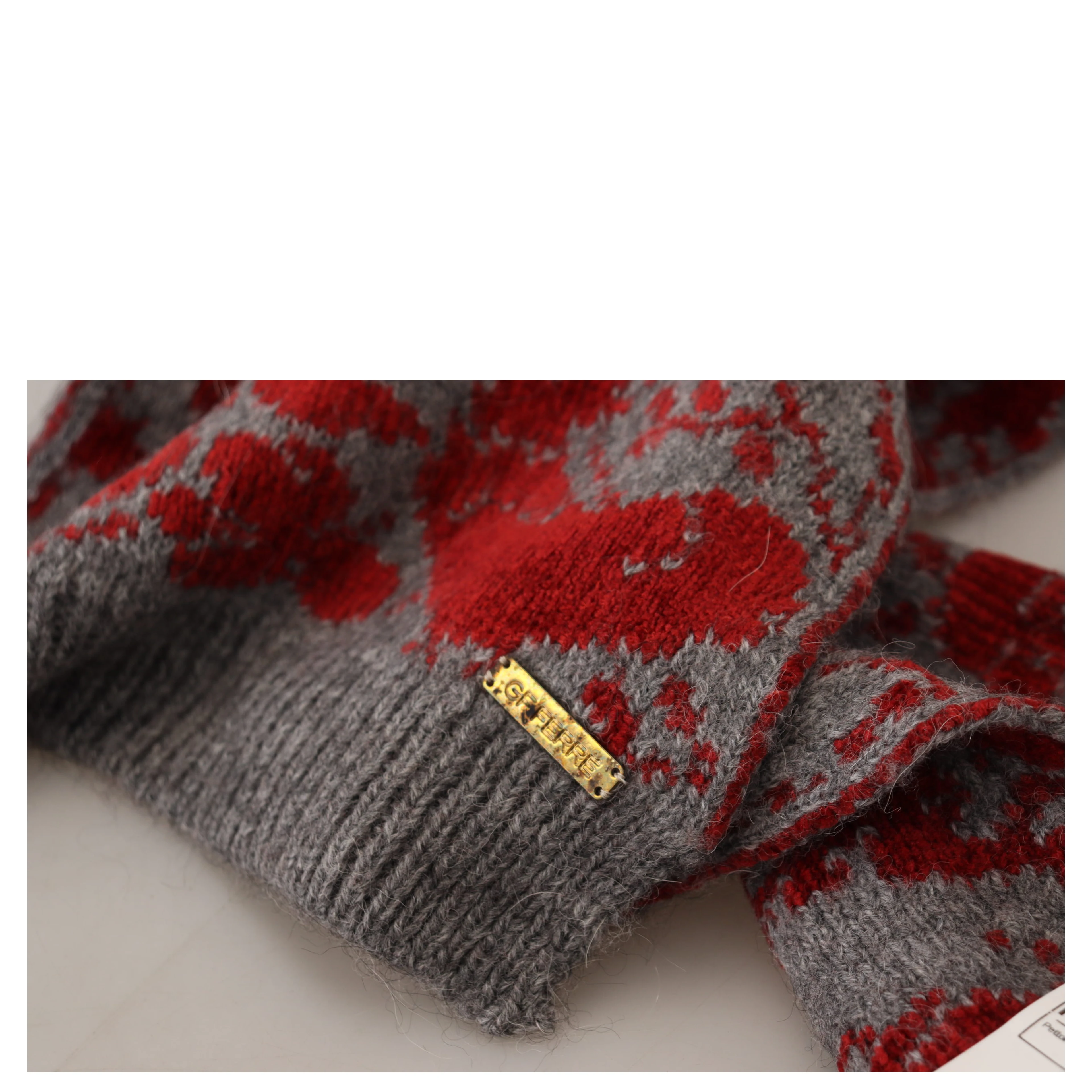 Red Grey Knitted Wrap Warmer Womens Shawl Scarf