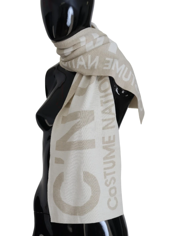 Beige White Logo Wrap Warmer Shawl Scarf alternative