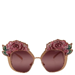 Pink Gold Rose Sequin Embroidery DG2202 Sunglasses