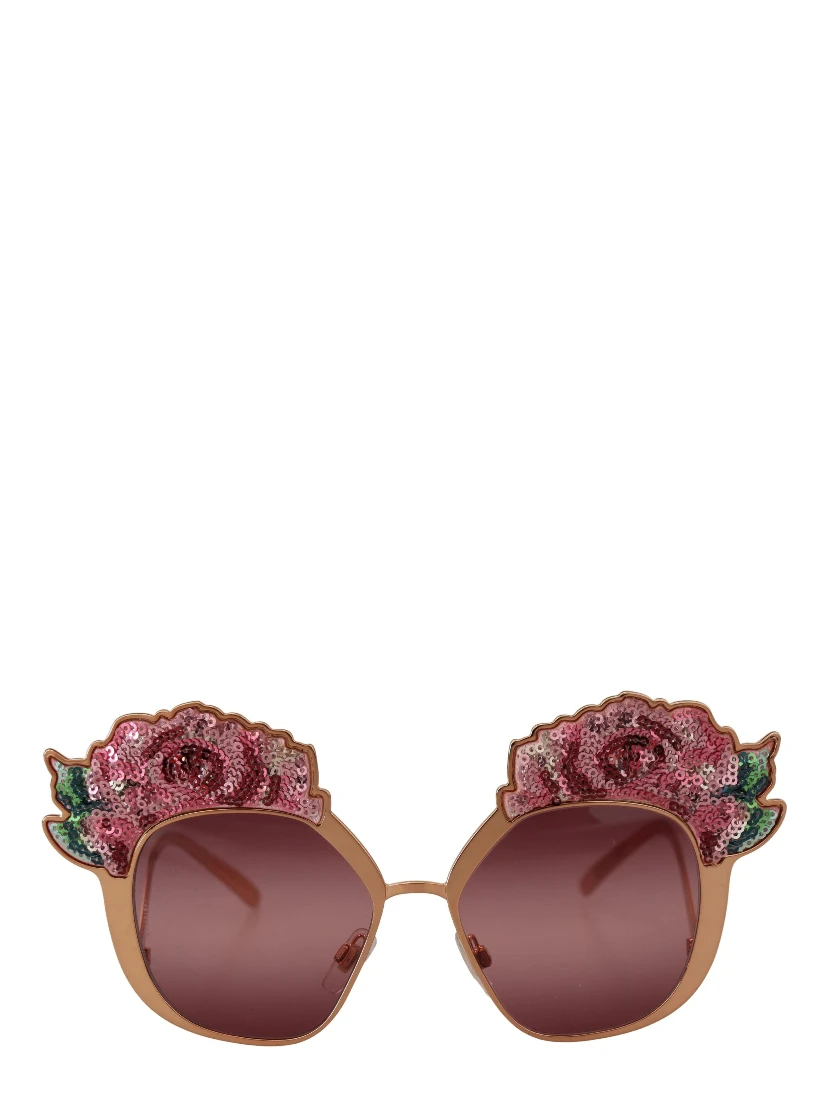 Pink Gold Rose Sequin Embroidery DG2202 Sunglasses