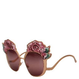 Pink Gold Rose Sequin Embroidery DG2202 Sunglasses