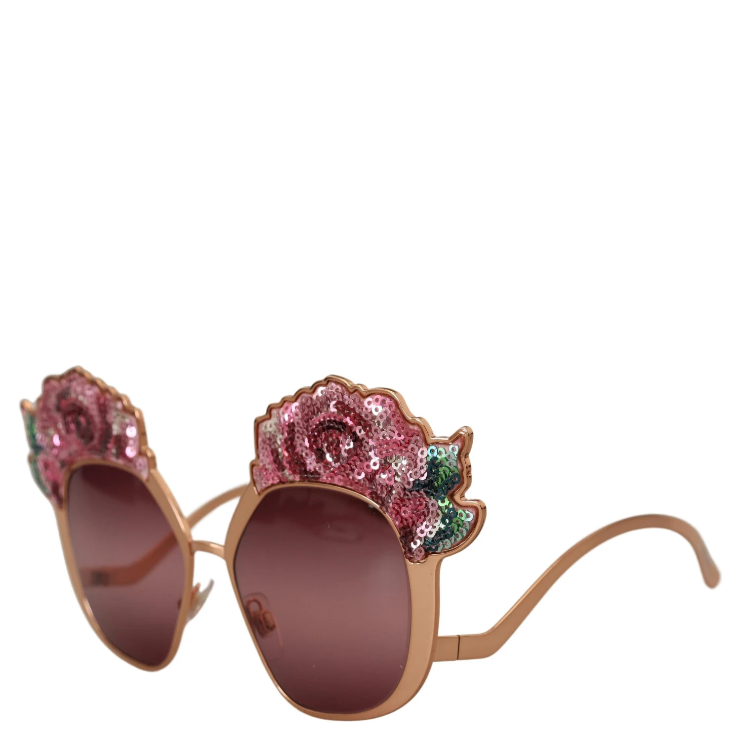 Pink Gold Rose Sequin Embroidery DG2202 Sunglasses
