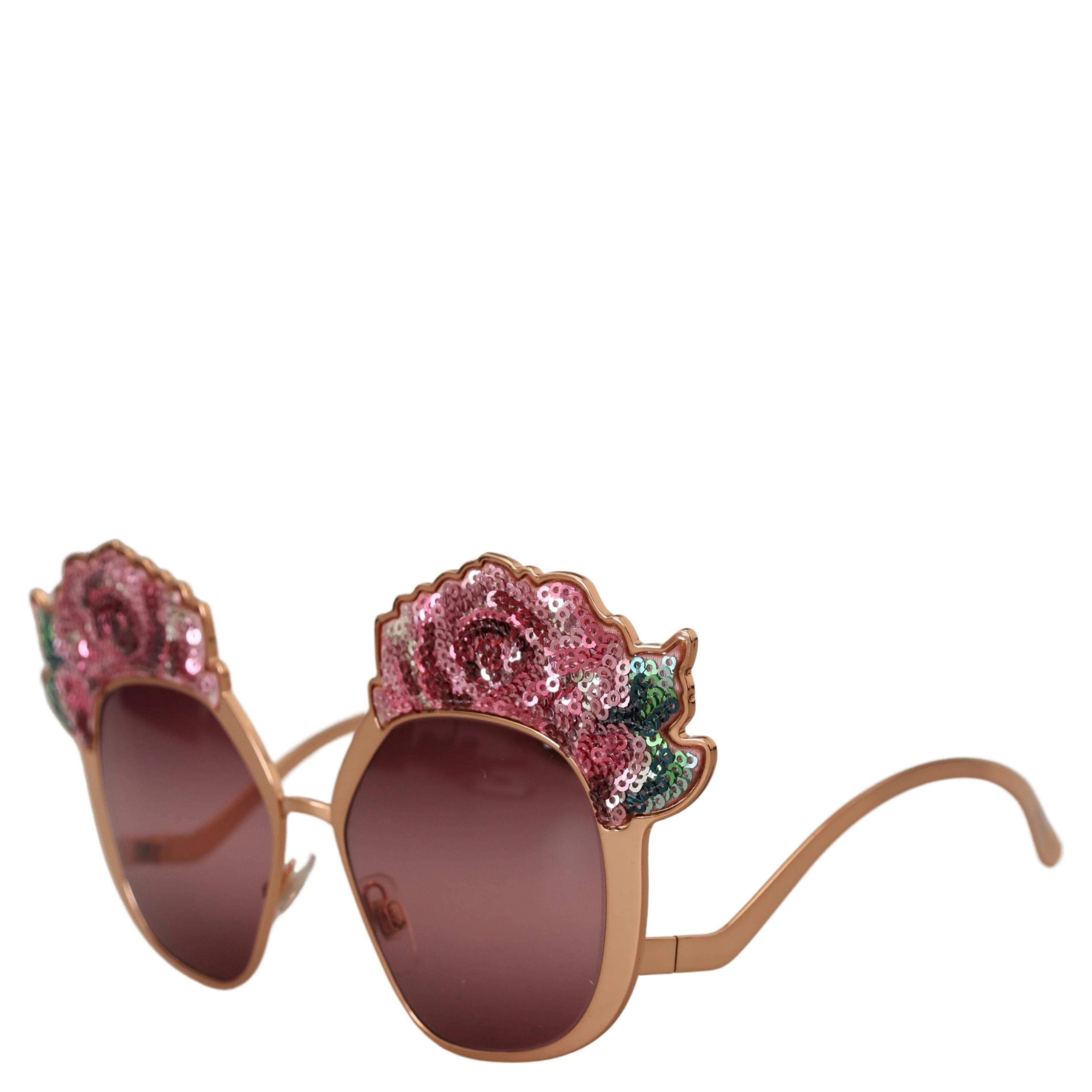 Pink Gold Rose Sequin Embroidery DG2202 Sunglasses