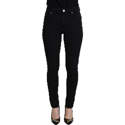 Black Cotton High Waist Casual Denim Jeans