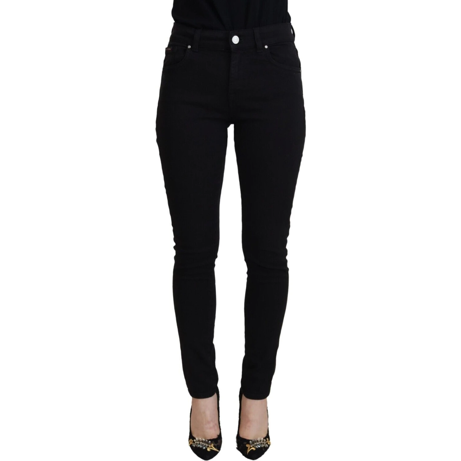 Black Cotton High Waist Casual Denim Jeans