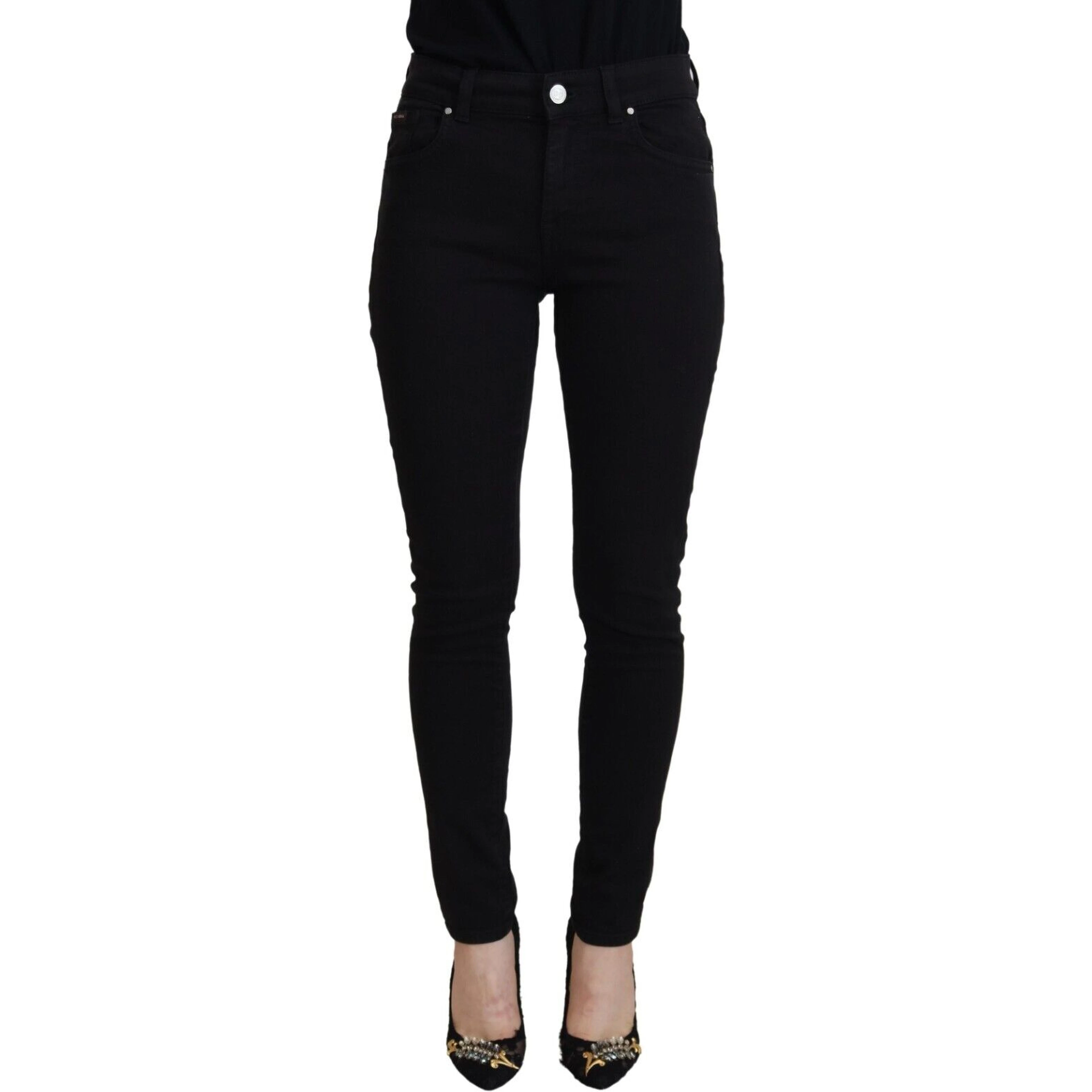Black Cotton High Waist Casual Denim Jeans