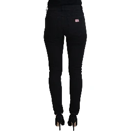 Black Cotton High Waist Casual Denim Jeans