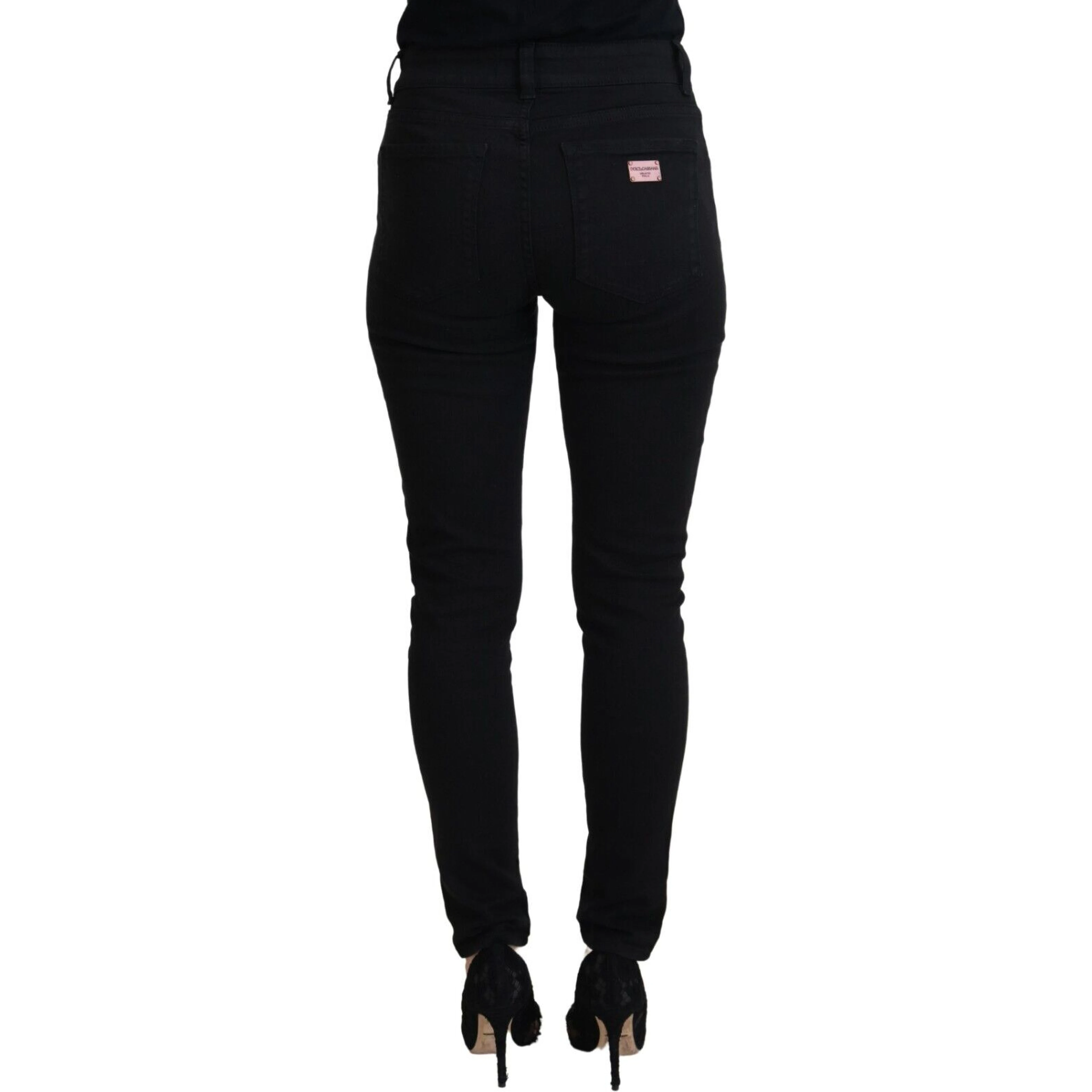 Black Cotton High Waist Casual Denim Jeans