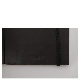 Black Leather Bifold Travel Holder Logo Wallet