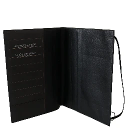 Black Leather Bifold Travel Holder Logo Wallet