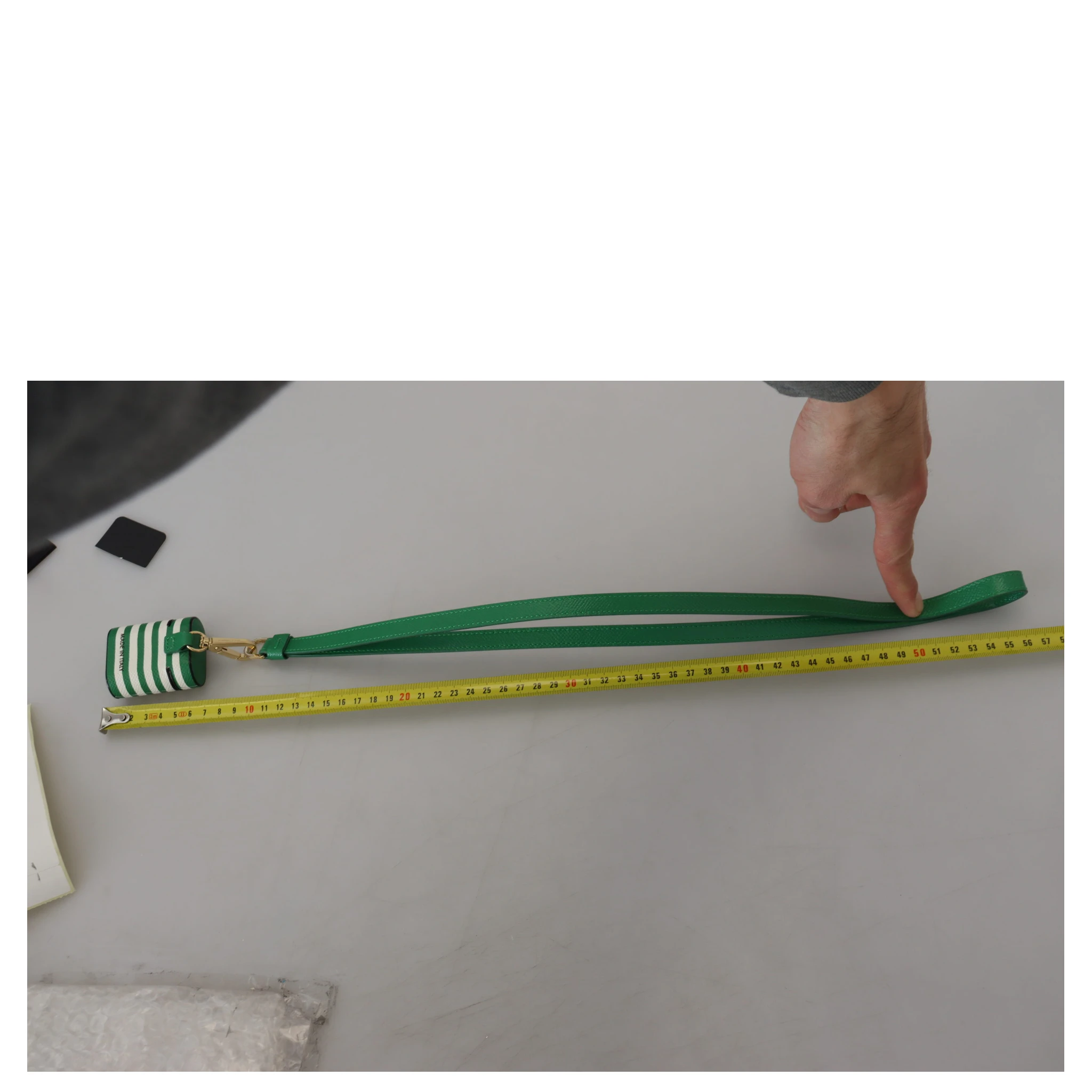 Green Leather Strap Gold Metal Logo Airpods Case