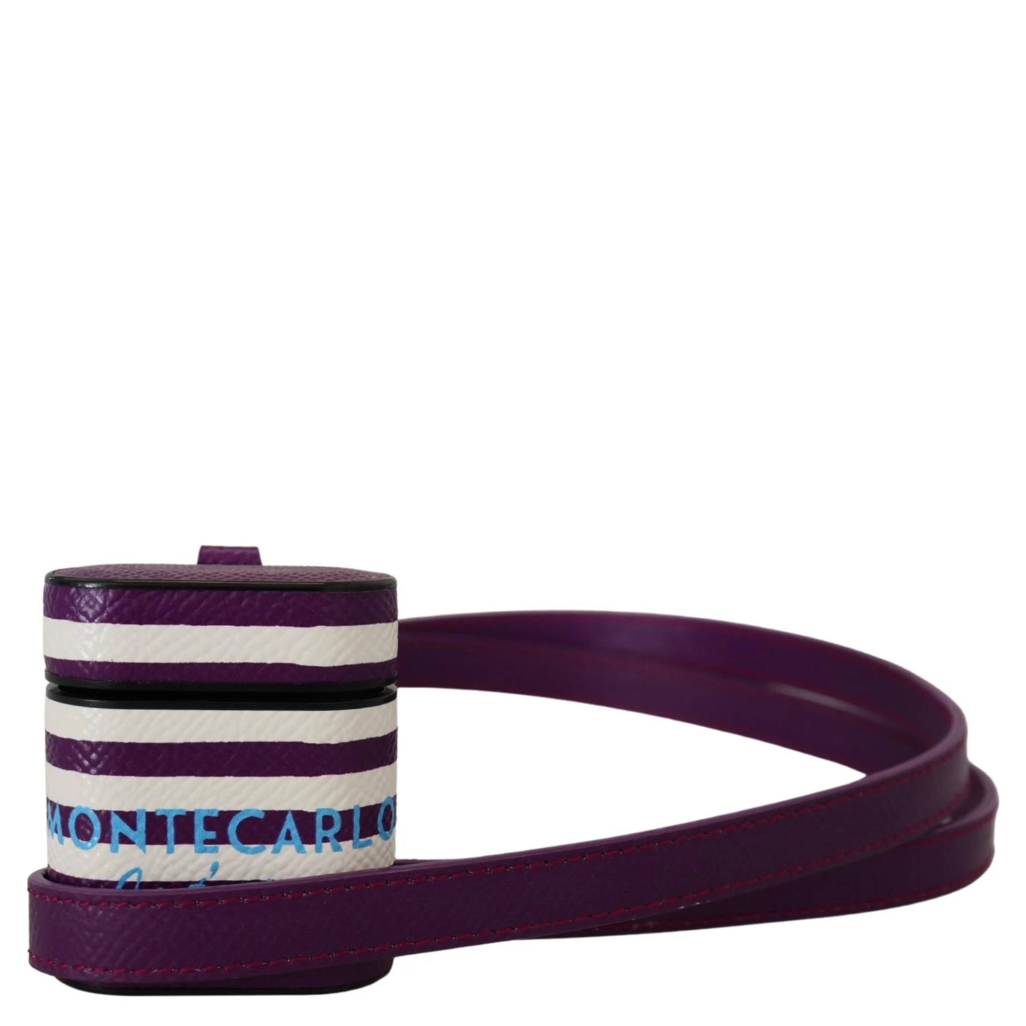 Purple Leather Strap Gold Metal Logo Airpods Case