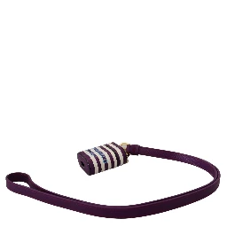 Purple Leather Strap Gold Metal Logo Airpods Case