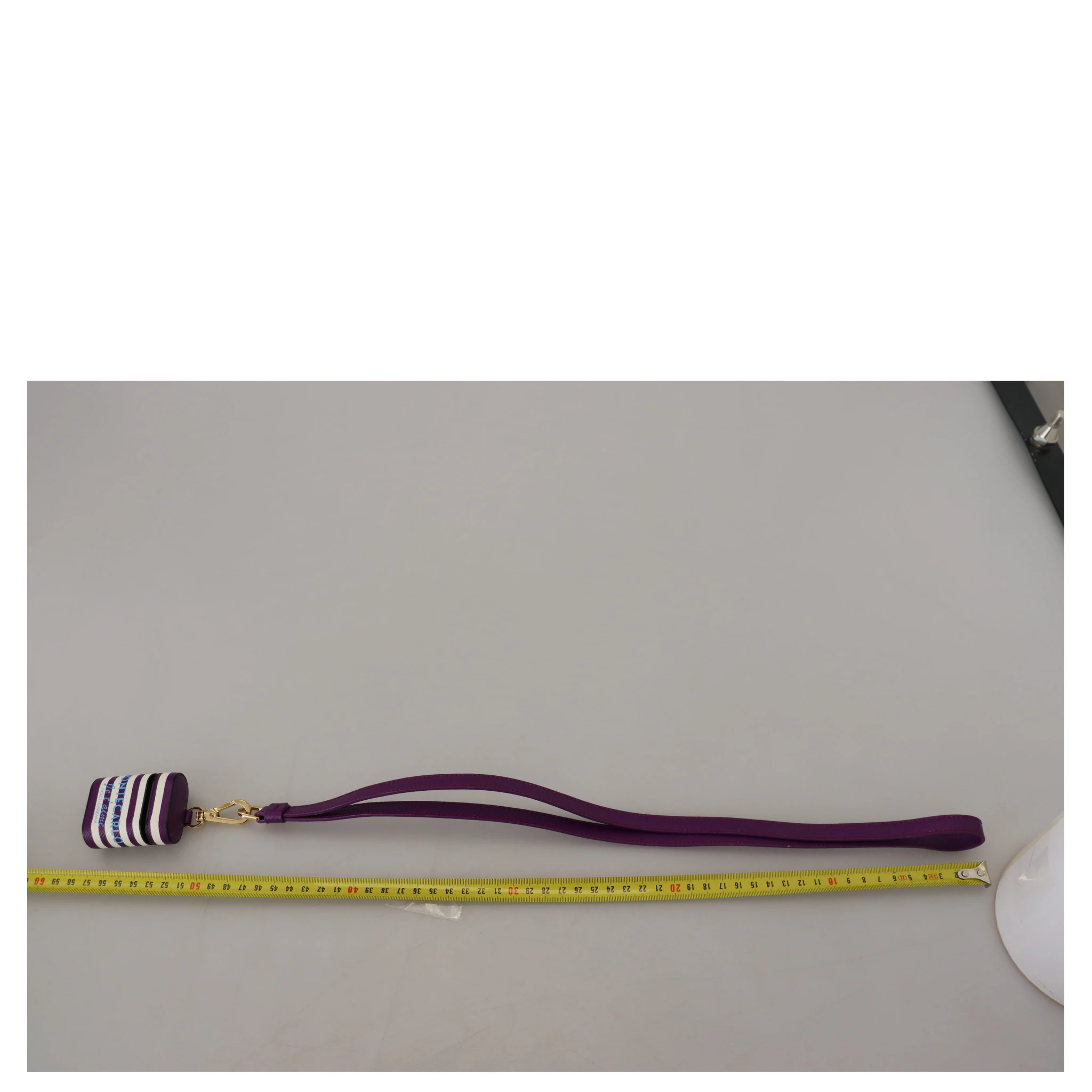 Purple Leather Strap Gold Metal Logo Airpods Case