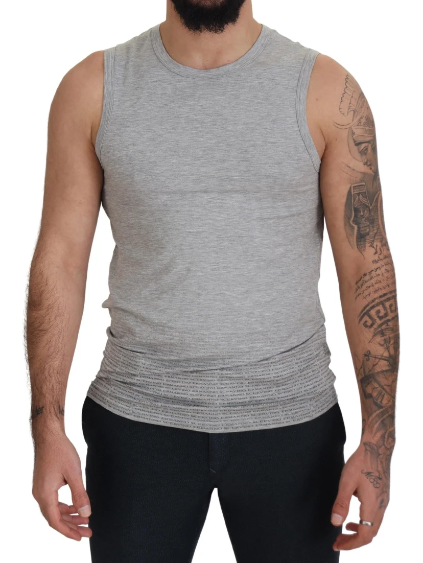 Grey Sleeveless Men Pullover T-shirt