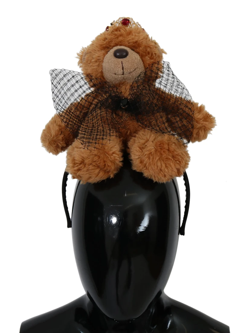 Teddy Bear Gold Crystal  Crown Tiara Diadem Hair Band