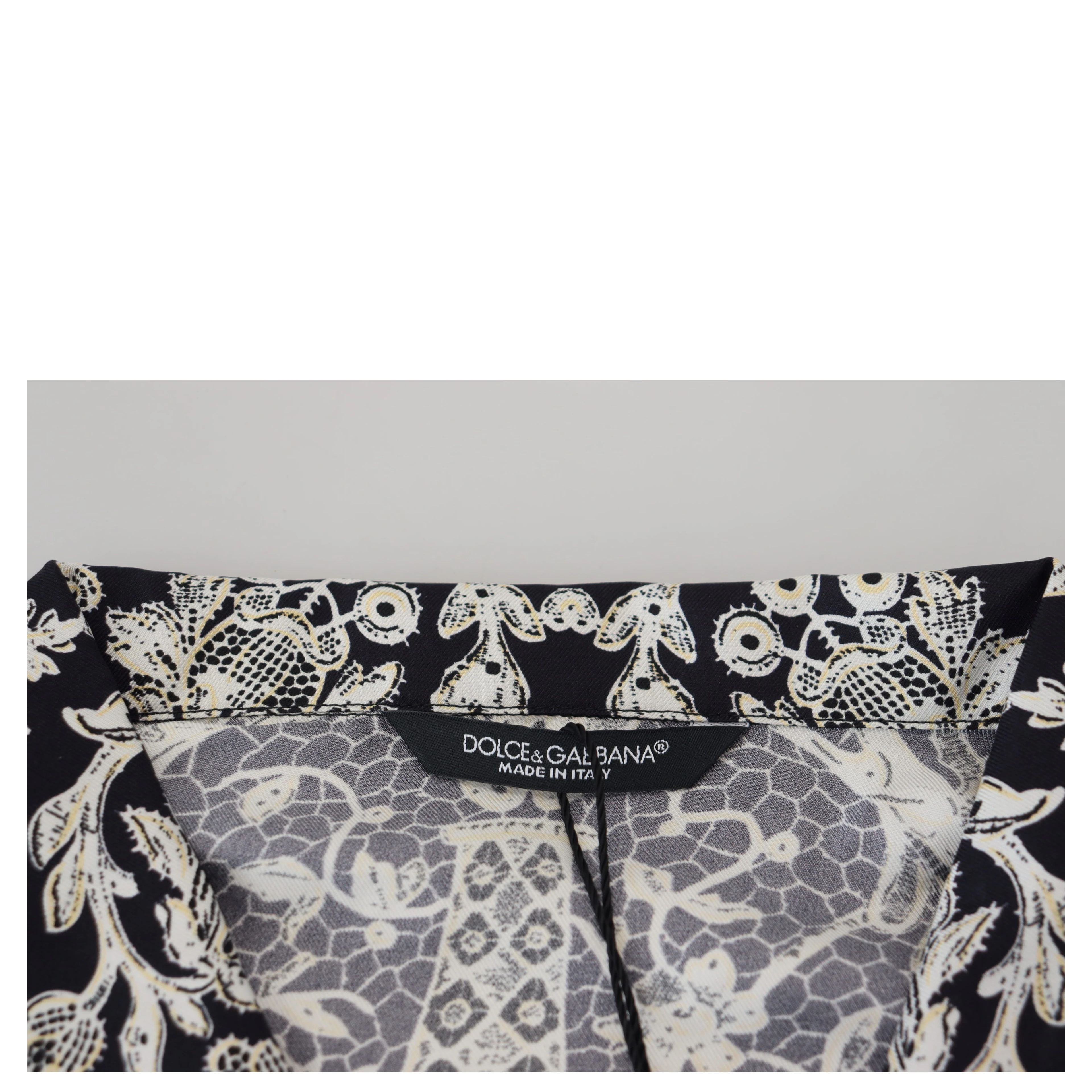 Blue Silk Floral Baroque Satin Casual Shirt