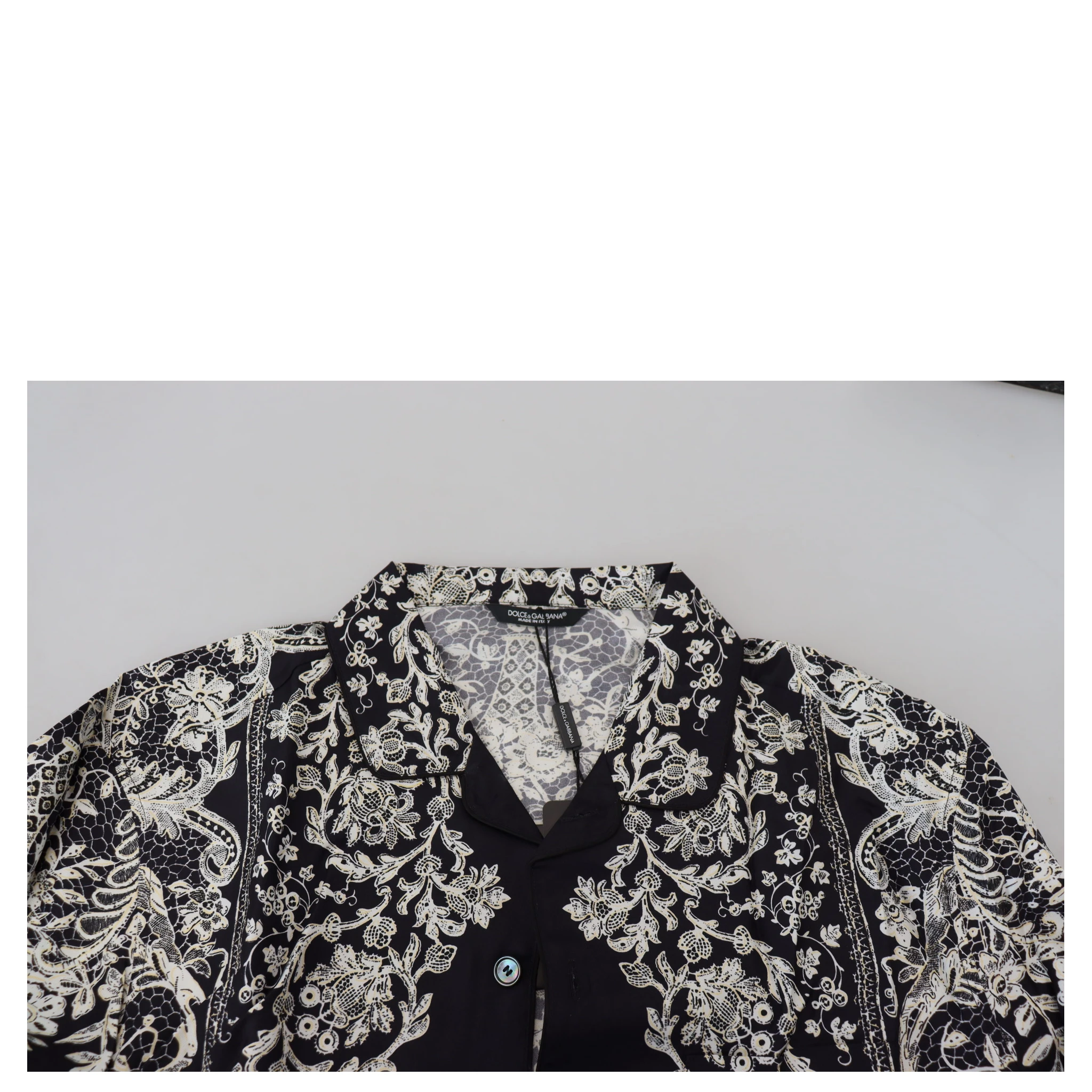 Blue Silk Floral Baroque Satin Casual Shirt